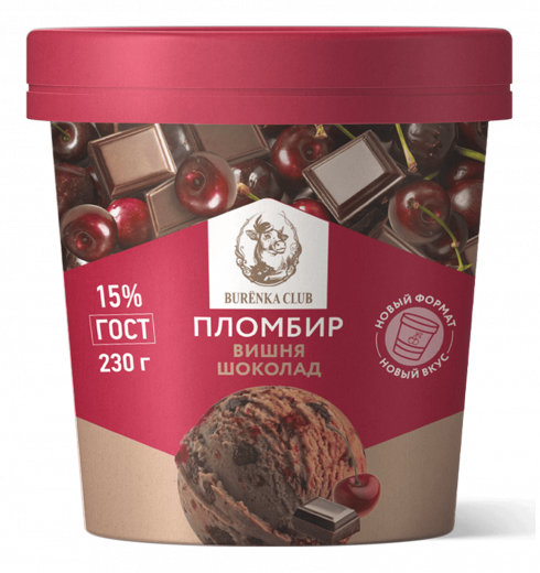 Пломбир бум. ст. шоколадный с вишней BURЁNKA CLUB