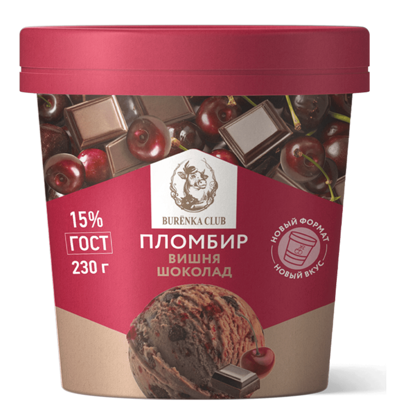 Пломбир бум. ст. шоколадный с вишней BURЁNKA CLUB
