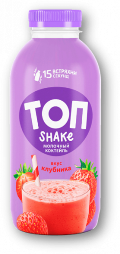 Коктейль молочный ТОП SHAKE клубника 2% 450 г